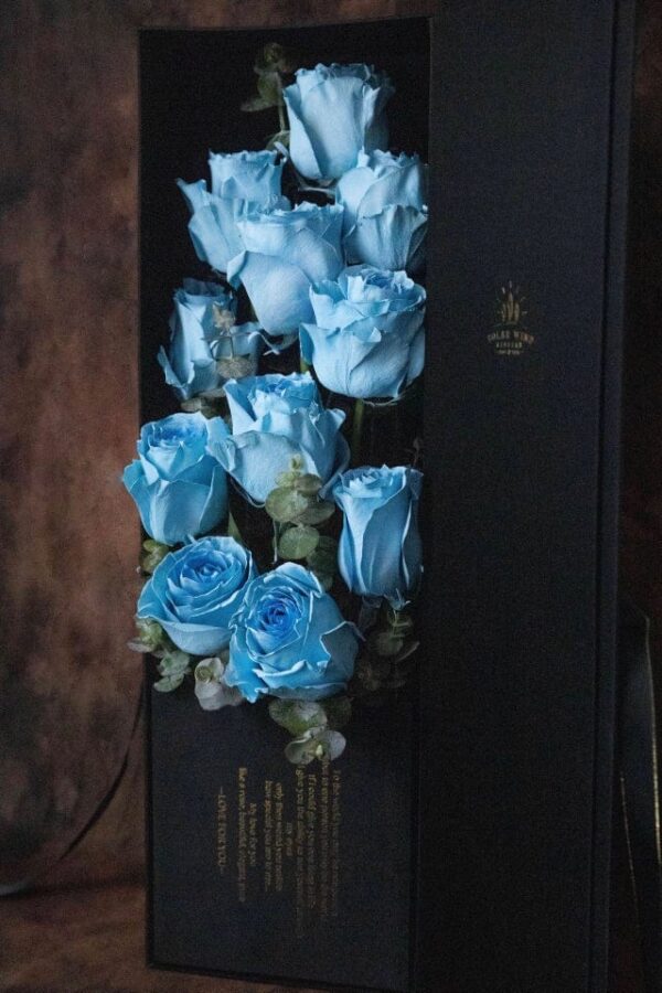 11 Premium Blue Roses in Luxury Box — Sun's Florist, Kogarah
