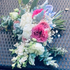 Rose , Dragon snap and baby’s breath bridal Bouquet