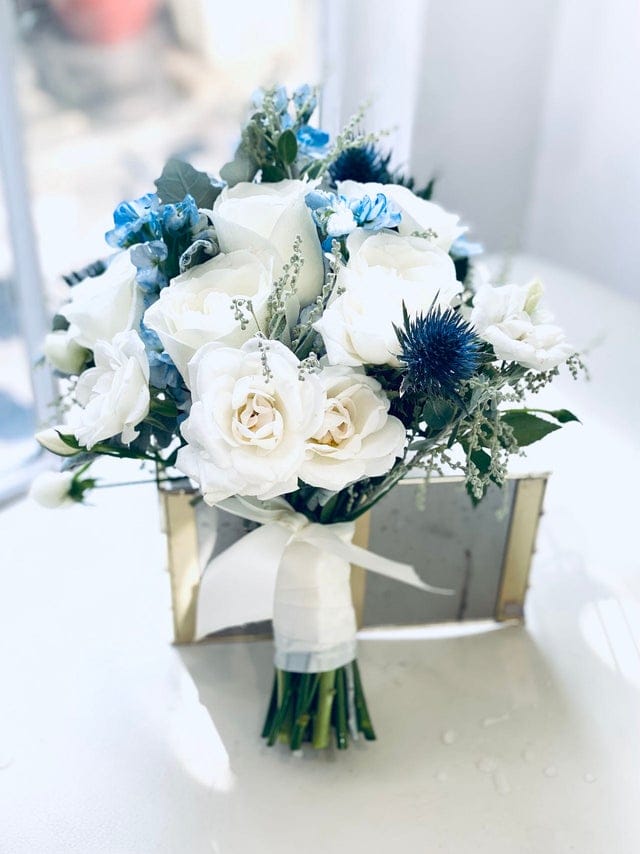 Rose and delphinium Bridal Bouquet