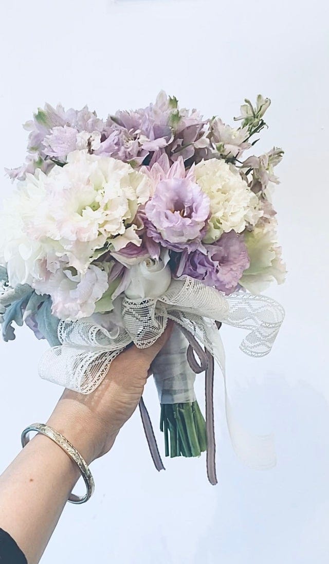 Rose, delphinium and lisi bridal Bouquet