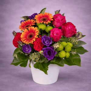 Vibrant Floral Arrangement in Ceramic Pot