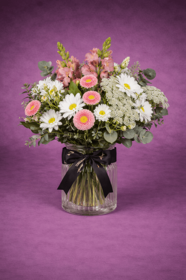 Elegant Floral Bouquet with Glass Vase — Sun's Florist, Kogarah