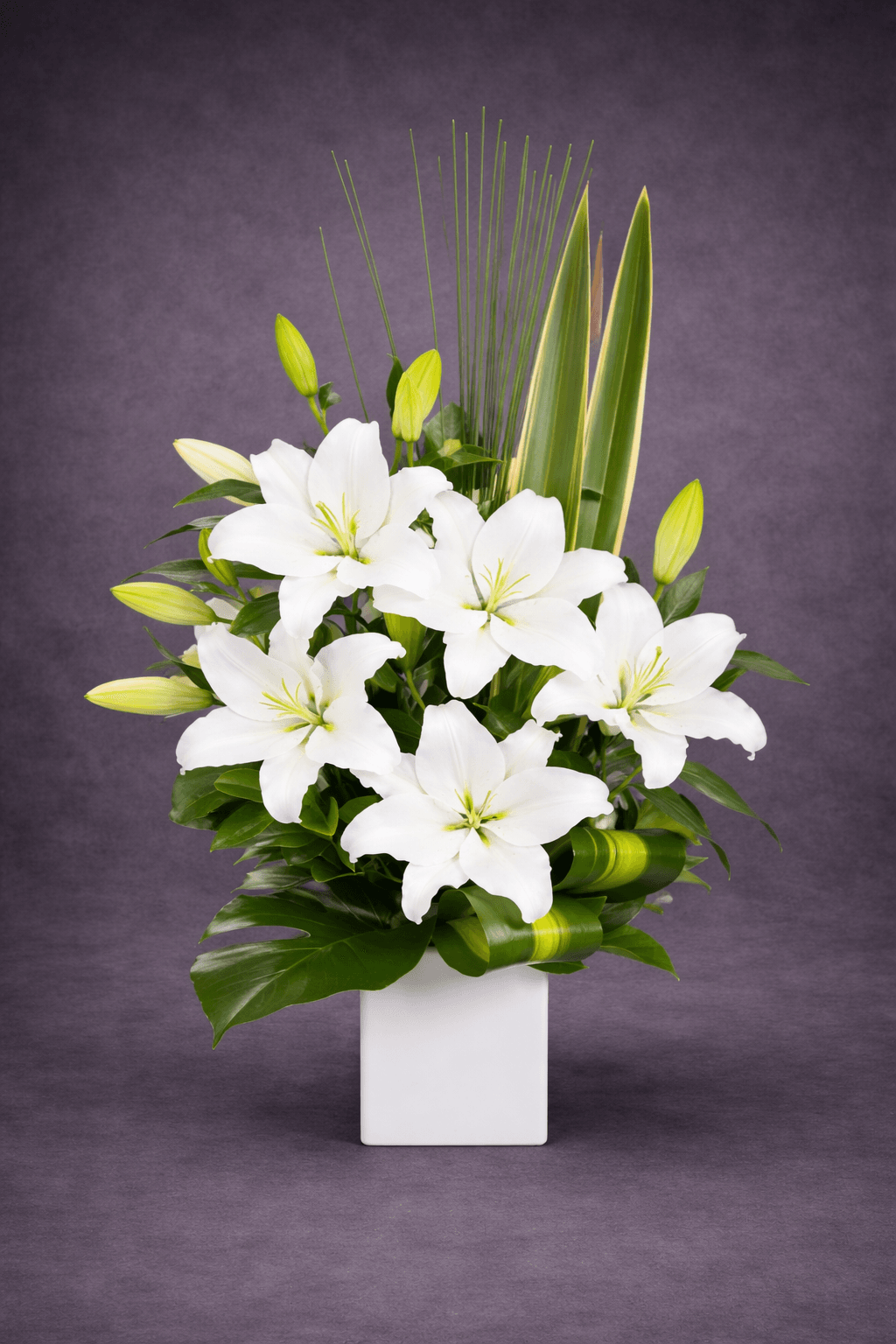 Elegant White Lilies in Minimalist Vase