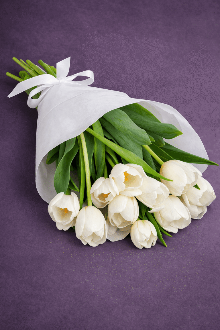 White Tulip Bouquet arranged by Sun's Florist, Kogarah