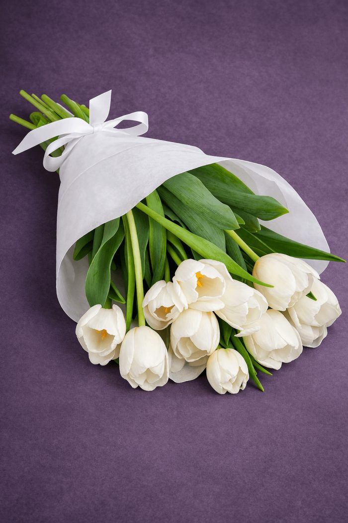 White Tulip Bouquet arranged by Sun's Florist, Kogarah