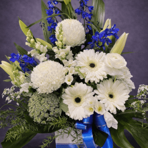 Floral Elegance with Blue Accents