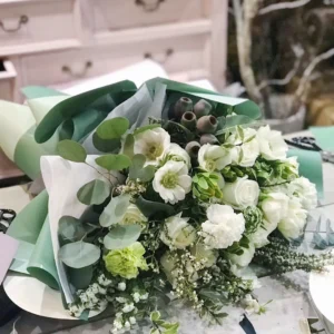 Green and White seasoning flower arrangement