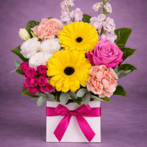 Vibrant Flower Gift Box Bouquet