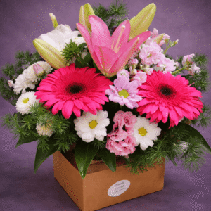 Vibrant Pink Floral Arrangement in Kraft Box