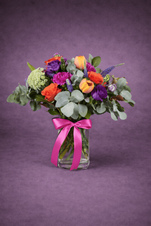 Vibrant Bouquet in a Glass Vase — Sun's Florist, Kogarah
