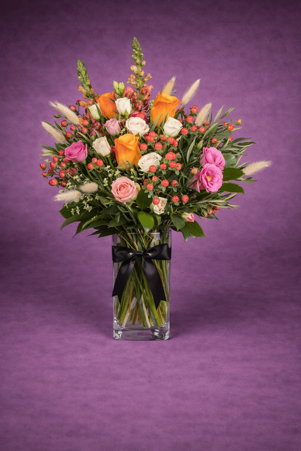 Vibrant Floral Bouquet in Glass Vase Signature