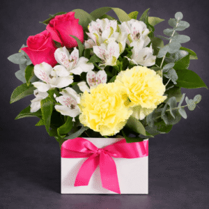 Vibrant Bouquet in a White Box