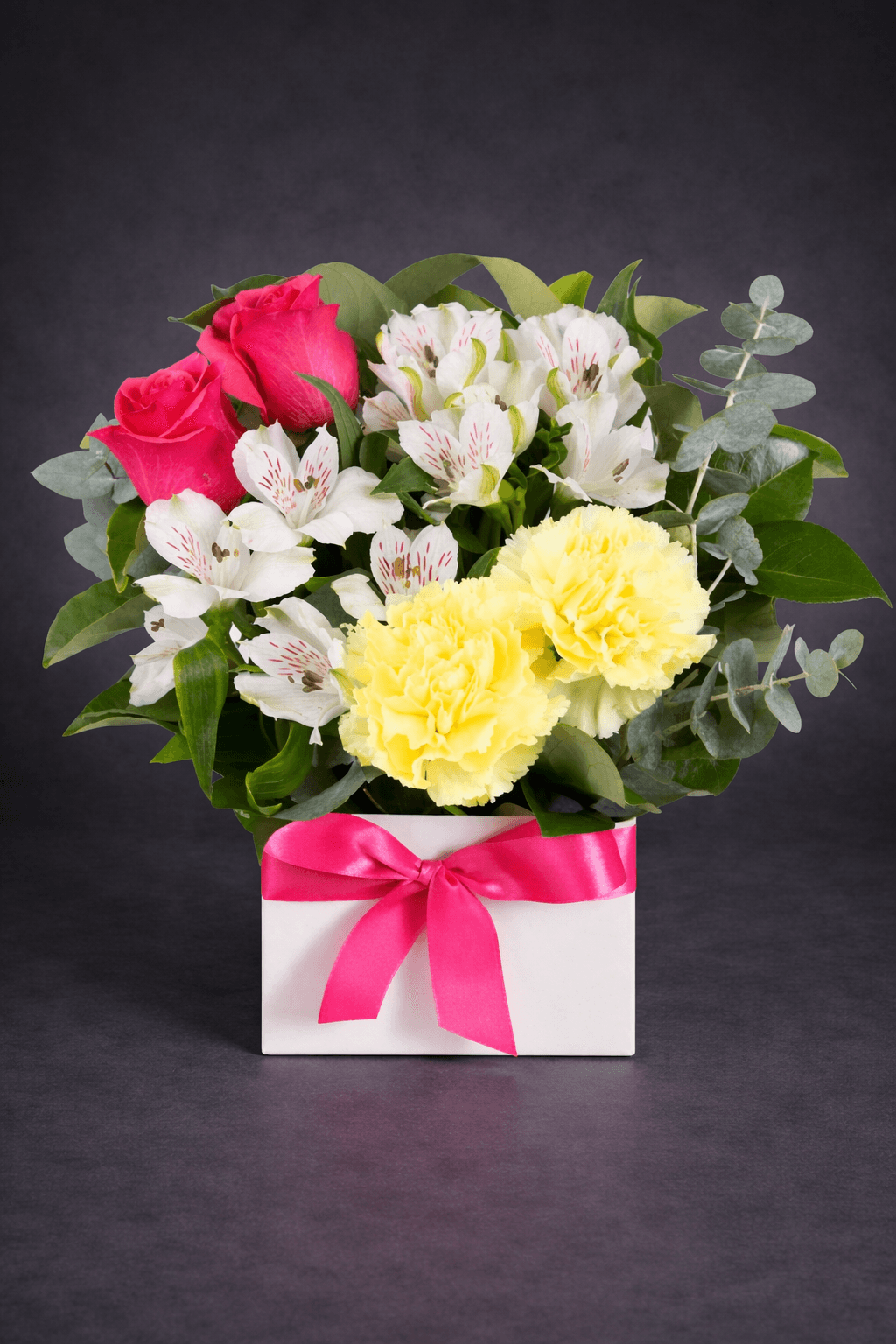 Vibrant Bouquet in a White Box arranged by Sun's Florist, Kogarah