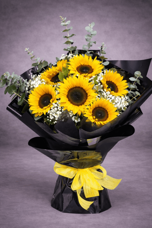 Yellow Sunflowers in Elegant Wrap — Sun's Florist, Kogarah
