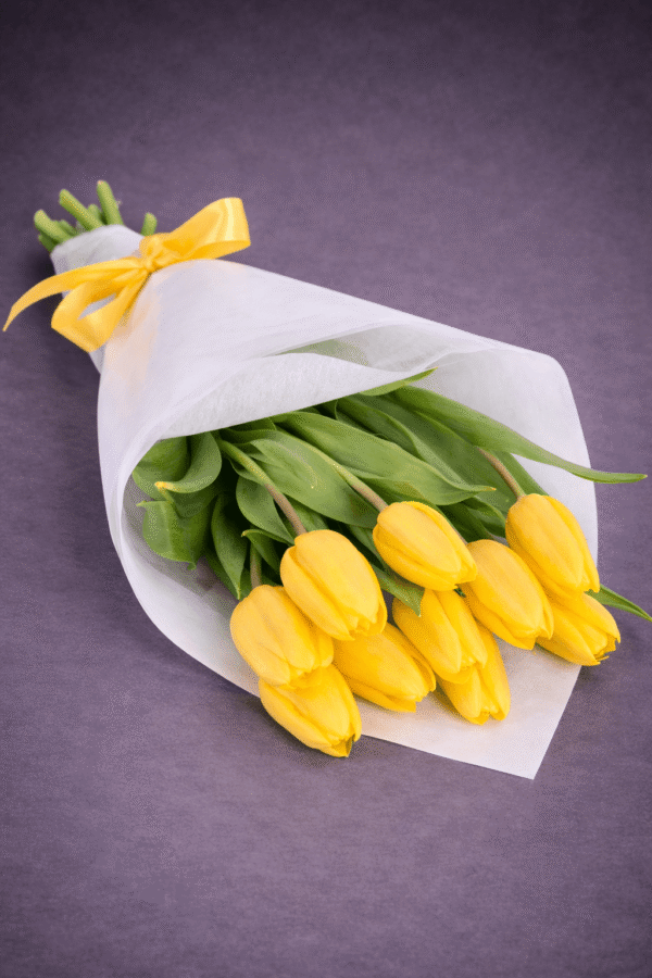 Yellow Tulips arranged by Sun's Florist, Kogarah