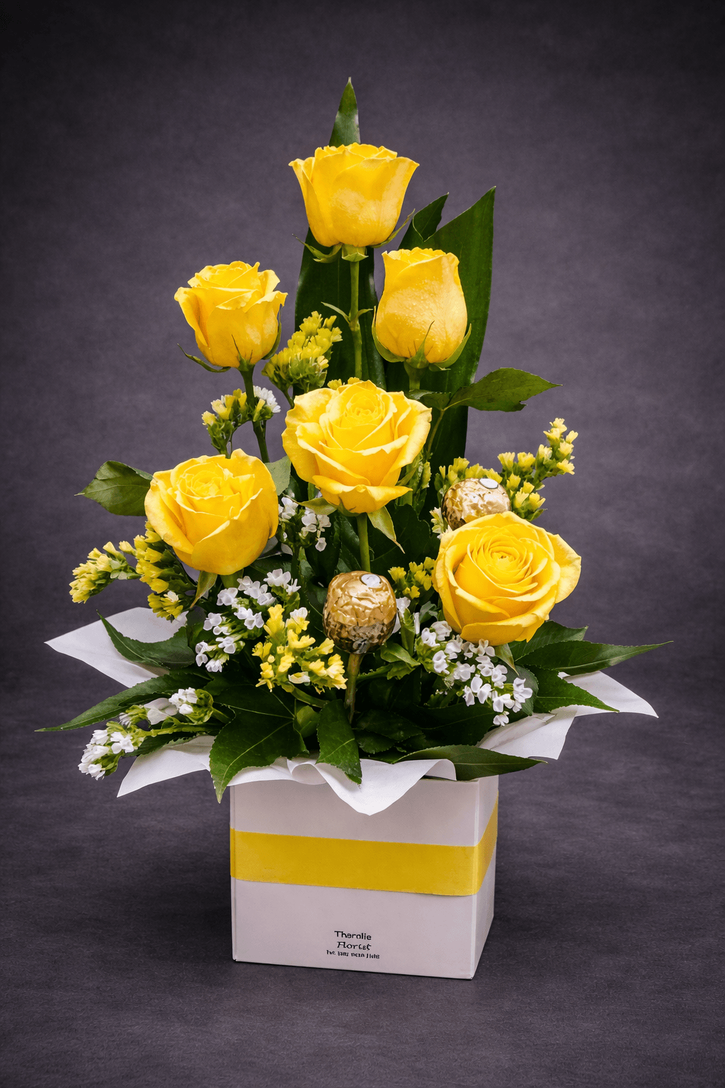 Yellow Roses and Chocolates Arrangement