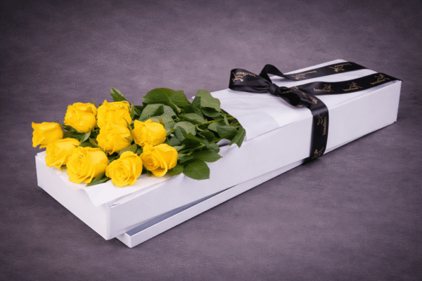 Yellow Roses in Elegant Gift Box — Sun's Florist, Kogarah
